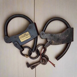 Tombstone Cast Iron Adjustable Handcuffs With Antique Finish (12.5" Long)