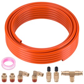EilxMag Air Line Kit for Air Spring Bag Suspension with Fittings, 25 FT PA Hose Truck Airbag Line with 1/4 NPT DOT Air Fittings, Replacement Valve for Airbag Suspension in Semi Truck Trailer