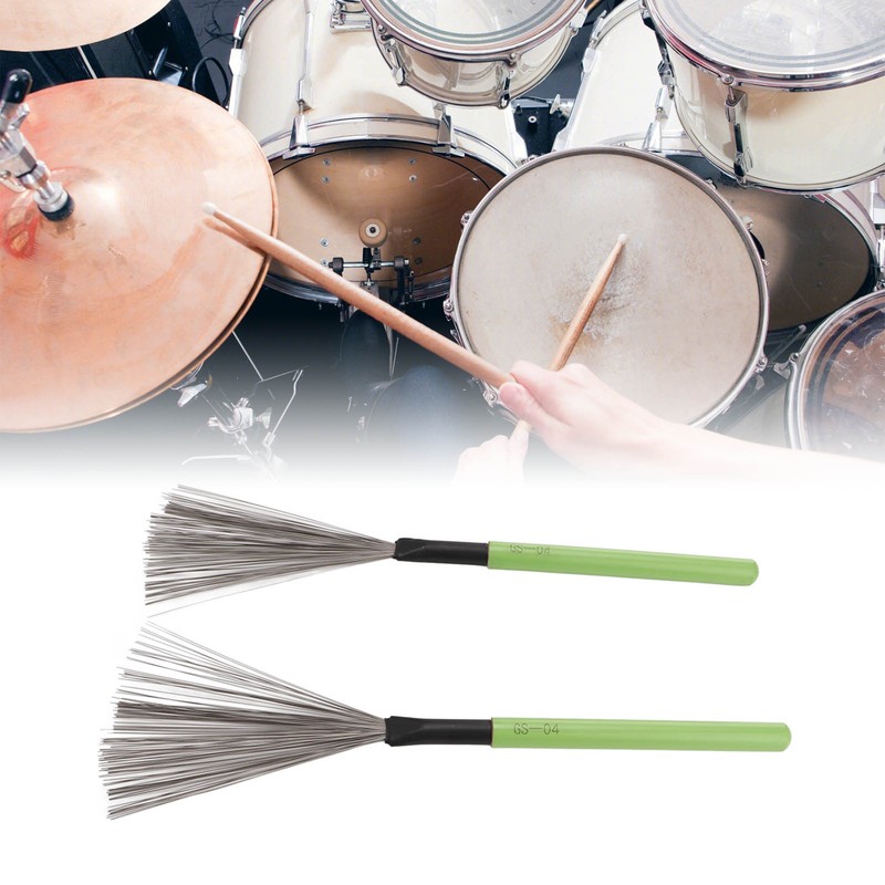 Drum Brush Steel Wire Maple Wooden Handle Percussion Tool Instrument