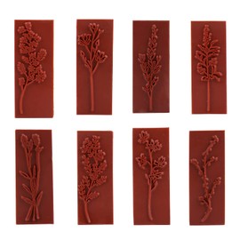 Dizdkizd 8 Pieces Wood Mounted Rubber Stamps, Plant and Flower Decorative Wooden Rubber Stamp Set for DIY Craft, Diary and Craft Scrapbooking
