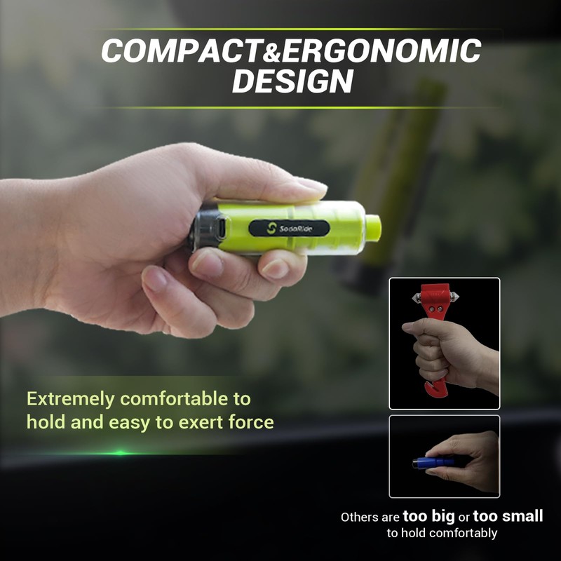 SodaRide Window Breaker Seatbelt Cutter with Flashlight,2 in 1 Car