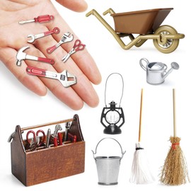 ZeiLaBang Kakadi Gnome Accessories, 13 Pieces Mini Gnome Tool Box with Tools, Gnome Tool Set, Gnome Construction Site, Miniature Toy for 1:12 Dollhouse Accessories, Christmas