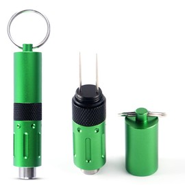 KEENSUN 2-in-1 Cigar Punch Tool Set with Cigar Hole Opener(9mm) and Twin Nubber, Portable Rotary Punch with Key Chain Ring (Green)