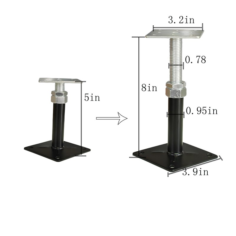 8 Pack Adjustable Screw Jacks Home Leveling (5" to 8"