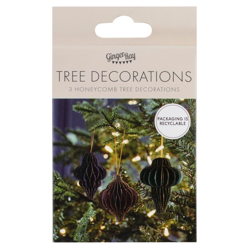 Ginger Ray Glitter Edge Honeycomb Hanging Christmas Tree Decorations -