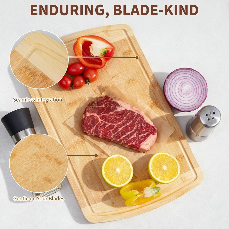 DYTesa Bamboo Cutting Board 16x10x1 inch with Juice Groove -