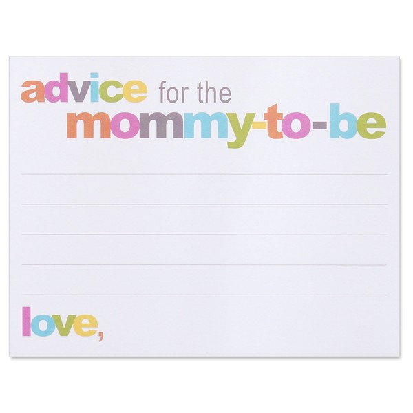 Advice for the Mommy-to-be Cards, Baby Shower Advice Card, 4.25 X 5.5 Inches, Pack of 25, Gender Neutral Colors