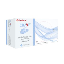 Cranberry CR3556 Crave Nitrile Powder Free Examination Glove, Small, Blue (Pack of 200)
