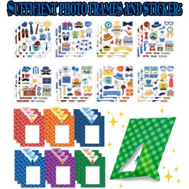 Hayux Father's Day DIY Craft Kits for Kids 24 Packs DIY Father's Day Shirt Photo Frames Set with Stickers Paper Picture Frames Happy Father's Day Gifts Craft for Class Activities Party Decor