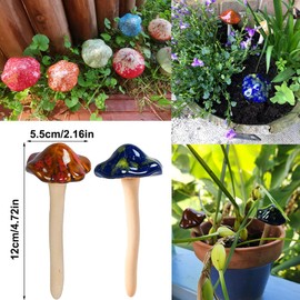 Purple Star Ceramic Mushrooms for Garden 6 Pack Small Mushroom Garden Decor Outside Outdoor Lawn Ornaments Decorative Plant Stakes Yard Pots Decorations Little Women Valentines Day Gifts Brown