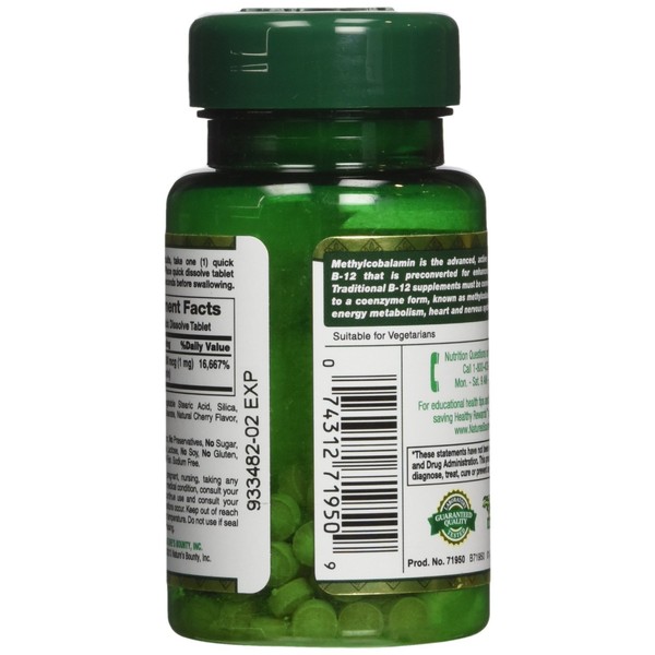 Nature's Bounty Natures Bounty Methylcobalamin B12 Microlozenge Tablets, 1000 mcg,
