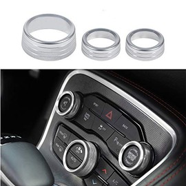 Keptrim Keptrim AC Knobs Air Conditioner Switch Button for 2015-2020 Dodge Challenger Charger Chrysler 300 300s, for 2013-2018 Ram, Silver Aluminum, 3pcs