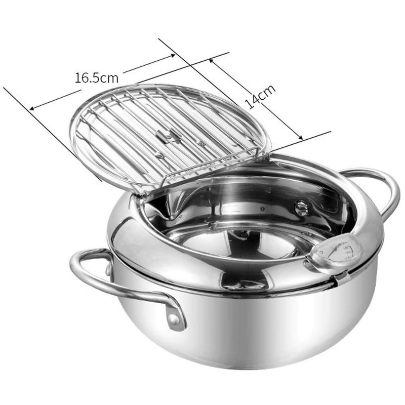 TAMUME 2.5 L Frying Pot with Stainless Steel Lid and