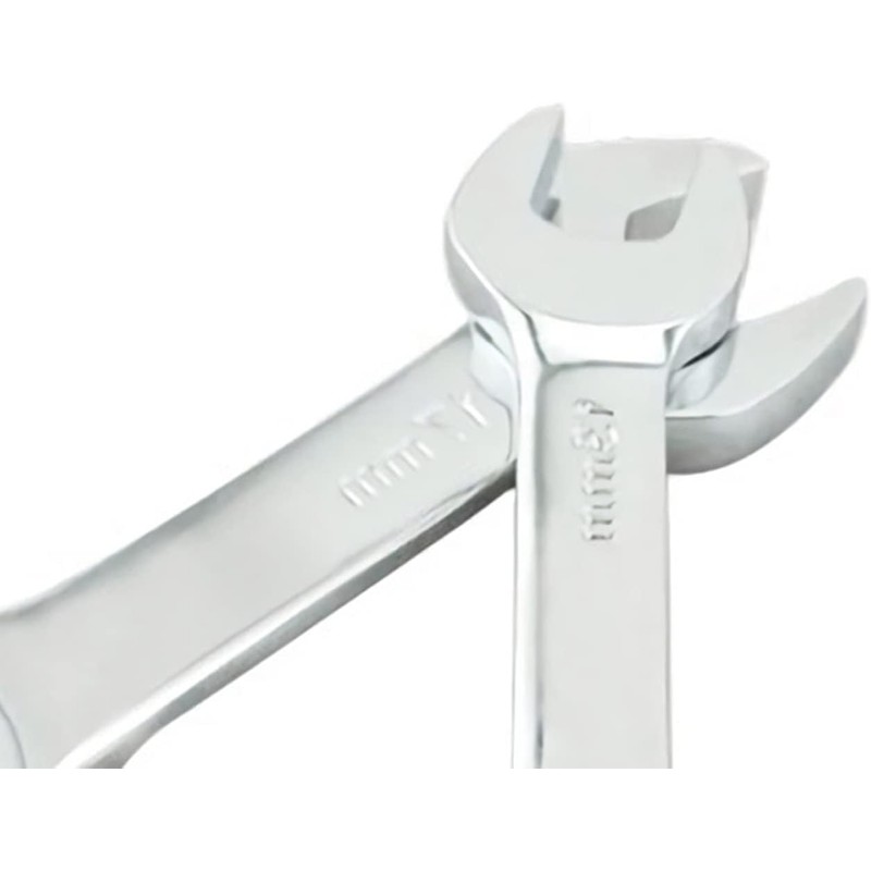 Leliafleury 2Pcs 17mm Stubby Ratchet Spanner, Short Combination Ratcheting Wrench,