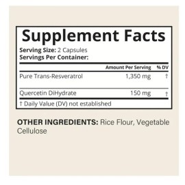 Resveratrol Trans Resveratrol 1500mg Highly Purified Bioavailable Resveratrol Quercetin 120C