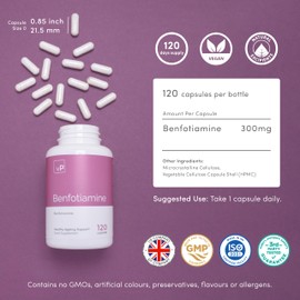 Benfotiamine 300mg x 120 Capsules - Third Party Tested Over 99% Purity - Natural Benfothiamine Supplement - Vitality Pro
