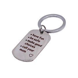Small Keychain, 'Have Fun Be Safe Call Your Mom' Keyring, Daughter, Son, (Stainless Steel) Miss Fit Boutique