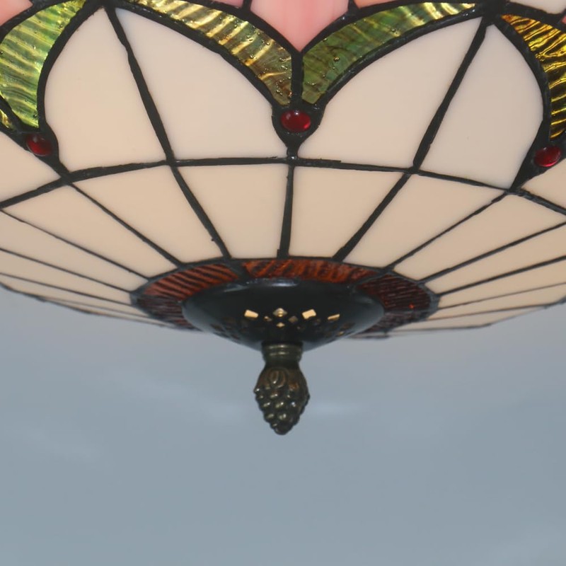 Xinyeal Tiffany Style Ceiling Light 16 Inch Stained Glass Flush