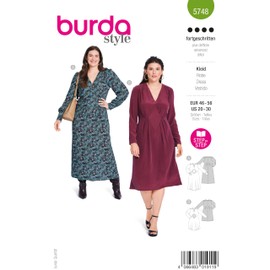 Burda Style Women's Sewing Pattern #5748 Midi Dresses with Insert and Popping Pleats Size 18-20