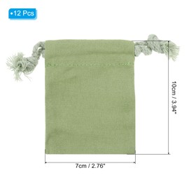 PATIKIL 100% Cotton Reusable Drawstring Bags, 3x4 Inch 12 Pack Multipurpose Washable Cotton Dust Bags, Luggage Organizer, Travel Essentials Storage Pouch, Green