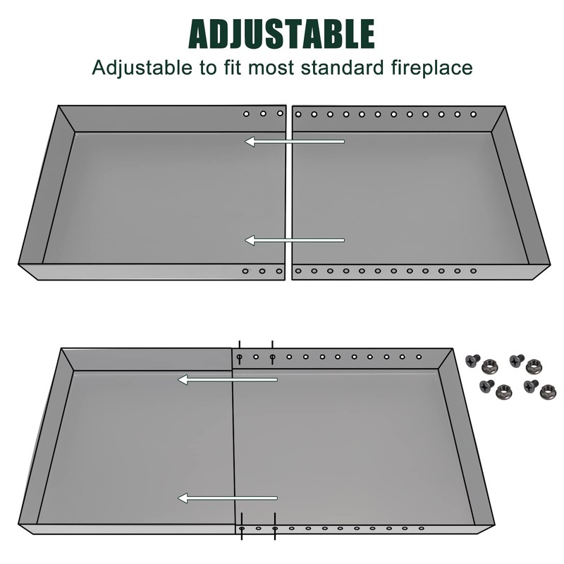 Flehomo Adjustable Fireplace Tray, Expandable Ash Pan for Ash Collection,
