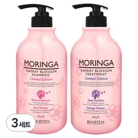 Baron Moringa Cherry Blossom Shampoo 500g + Treatment 500g, 3 sets / 바론 모링가 체리블라썸 샴푸 500g + 트리트먼트 500g, 3세트