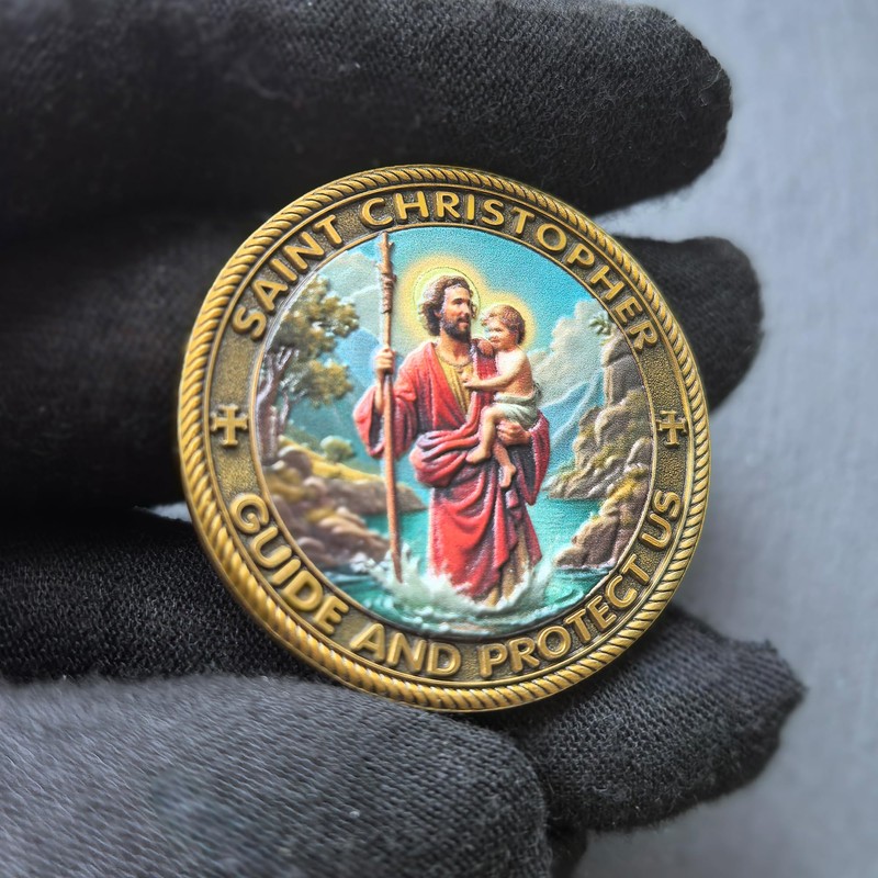 Saint Christopher Challenge Coin Traveler Prayer Coin
