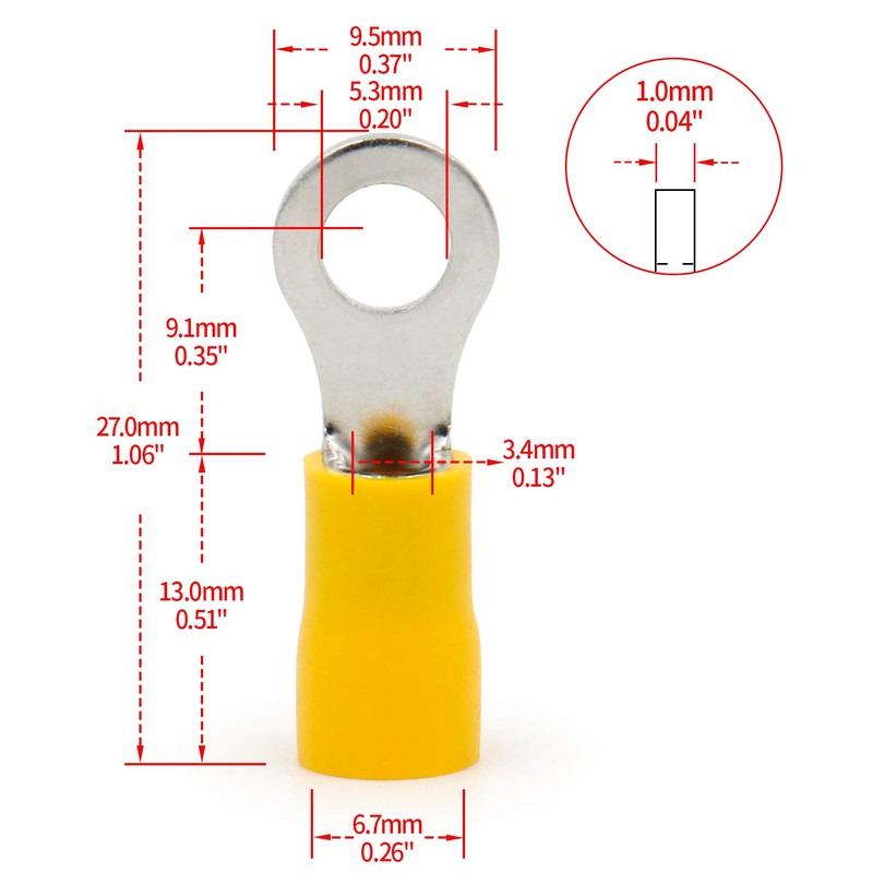 Heschen Ring Terminal Crimp Connectors Vinyl Insulated Wire Electrical Connector