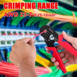 HOZKUY Crimping Pliers Set for 0.25-10 mm², Wire End Ferrules Pliers Self-Adjusting with 1200 Pieces Wire End Ferrules, Electrician Professional Crimping Tool Set, Crimping Pliers Set with Ergonomic