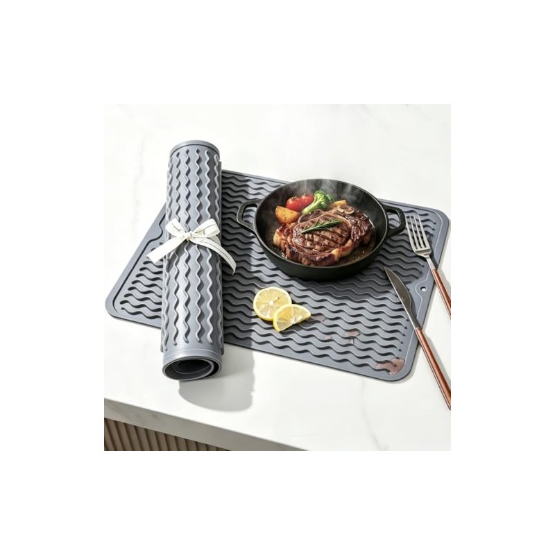 Caketime Silicone Dish Drying Mat - 2 Pack for Kitchen