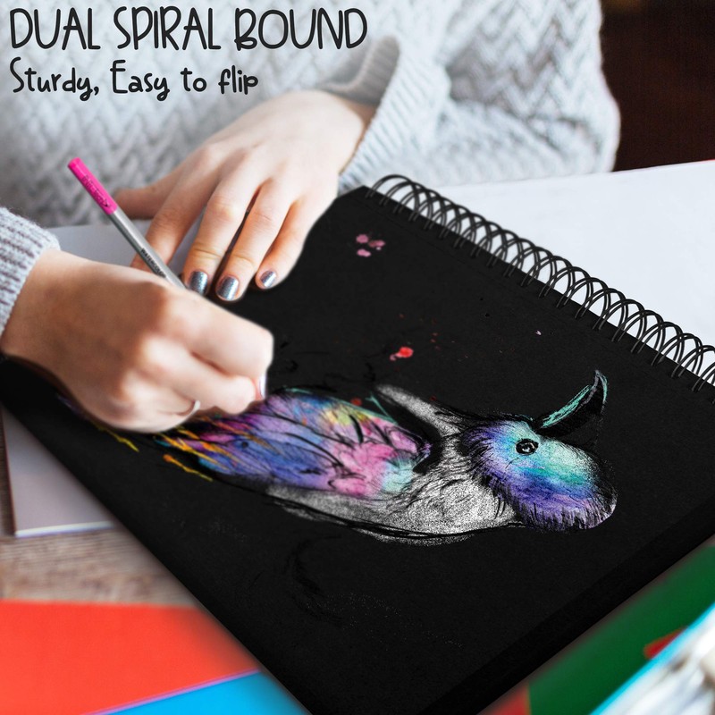 Set of 3 Sketchpads White, Toned Tan, Black with Fine