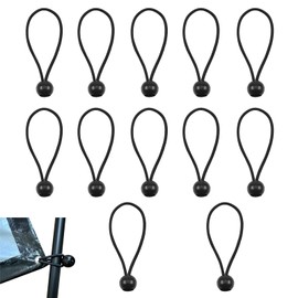 12 PCS Bungee Cords with Balls, Bungee Balls, Ball Bungee Cords, Bungee Ball Ties, for Camping Tents Tarpaulin Cargo Banners (Black, 15cm)