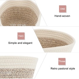 Closet Storage Bins Imitation Rattan Basket Cotton Rope Storage Plant Basket Baby Macrame Woven Basket