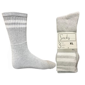 Men's Cotton Blend Striped Socks, Grey and White, 6/12 Pairs, UK 9-13/EU 44-49 (UK, Numeric, 9, 13, Regular, Regular, Grey- Pack of 3)