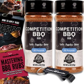 Pit Boss Competition BBQ All Purpose AP Premium Barbecue Mixed Seasoning Spice & Rub 2 pk Choice Bundle (12.6 oz) + Guide & Keychain Bottle Opener (4 Items)!