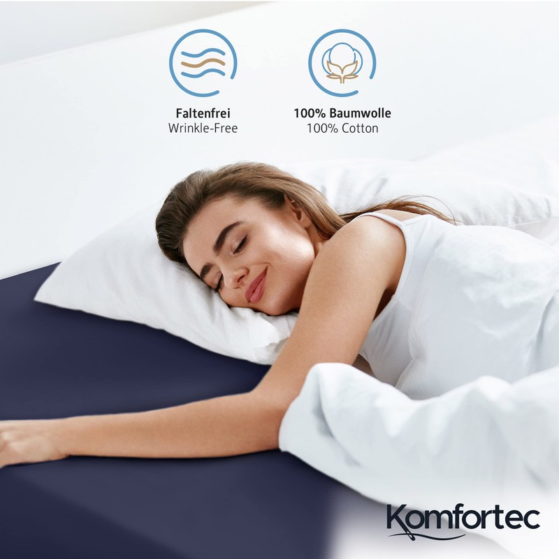 Komfortec King Fitted Sheet 100% Cotton, 11 inch (30 cm)