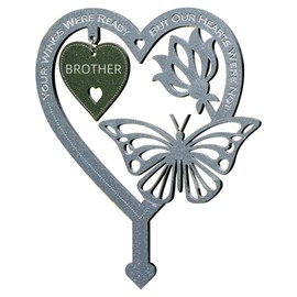 PEIQICHU Grave Decorations for Cemetery Memorial Plaques for Outdoors For Loss of Brother Graveside Metal Stick Garden Ornaments Marker Brother Tribute Remembrance Gifts Heart Love Shape Decorative