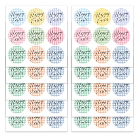 Mobiusea Creation Easter Stickers | 135-Pack Happy Easter Stickers | 1.4 inch | Pastel Color Gingham Easter Stickers | Watercolor Bunny Flowers Happy Easter Labels | Easter Stickers for Kids