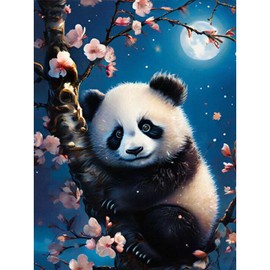 GHHKUD Animal 5D Diamond Painting Kits for Adults, Panda Diamond Art Kits for Beginners, DIY Full Drill Diamond Art Stitch, Diamond Art Canvas Painting Pictures for Home Wall Decor, 30 * 40CM