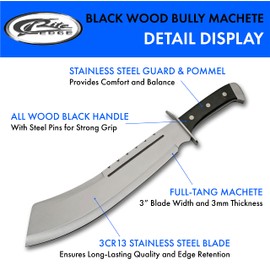 SZCO Supplies 18.25" Full Tang Machete with Nylon Sheath – High-Carbon Stainless Steel Blade for Camping, Survival, and Outdoor Adventures