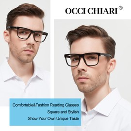 OCCI CHIARI Large Frame Reading Glasses 1.75x Light Weight Readers Mens Eye Glasses(1.0 1.25 1.5 1.75 2.0 2.25 2.5 2.75 3.0 3.5 4.0 5.0 6.0)