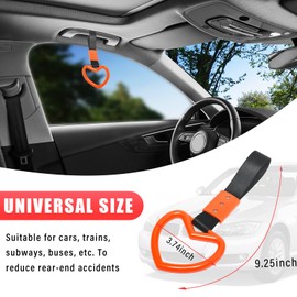 Augeny 2PCS Ring Heart Shaped Car Hand Straps, Cute Rear Bumper Warning Rings Drift, Warning Loops for Car Interior Decor (Orange & Black)