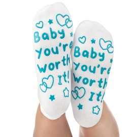 Labor and Delivery Socks - Funny Push Gift for New Mom to Be (Baby You're Worth It) One Size