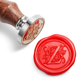 Mceal Wax Seal Stamp, Large Seal 1 1/5"(30mm) Dia, Silver Brass Head with Wooden Handle, Regal Letter A to Z Series (Letter Z)