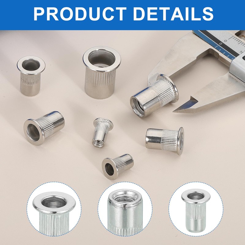 sourcing map 18Pcs 1/4-20 Rivet Nut 304 Stainless Steel Rivet