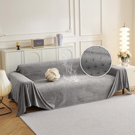 MYSKY HOME Couch Cover Sofa Covers for 3 Cushion Couch, Dog Couch Cover Protector for Sectional Sofa Covers, Non Slip Couch Protector Water Resistant Sofa Towel for Pet Cat Dog, 91" x 134", Grey