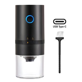 Portable Electric Burr Coffee Grinder Ceramic Blade Burr Grinder USB Rechargeable Coffee Bean Grinder with Multiple Grinding Settings Cleaning Brush Included for Coffee Latte Mochas