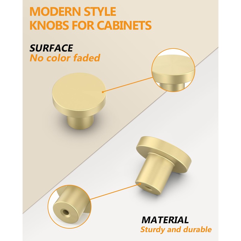 MVPACKEEY 10Pcs Round Cabinet Knobs Drawer Knobs Gold Drawer Knobs