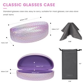 molshine Hard Shell Sunglasses Case,PU Leather Large Glasses Case,Weave Pearlescent Gradient Eyeglass Holder for Women Men (Pink)