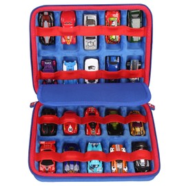 Mchoi Hot Wheels Case Storage for 20 Cars, Toy Car Organizer for Your Matchbox Cars Storage, Blue, Case Only